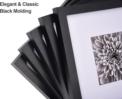 Yaetm 10x10 Picture Frames Black Set of 9, Square 10x10 Frame Displays 6x6 with Mat or 10 x 10 without Mat, Gallery Wall Frames for Wall Hanging (9 Pack, Black)