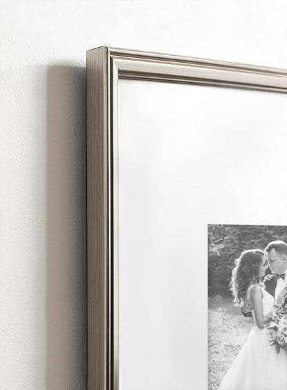 Kate and Laurel Adlynn Rectangle Picture Frame Set of 4; 11 x 14 matted to 8 x 10; Silver; Glam Four-Piece Frame Set for Gallery Wall Frame Set in Living Room Wall Decor