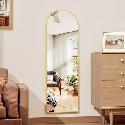 Rowjut Full Length Door Mirror, Wall Mounted Wall Mirrors, 50"X16" Arched Behind Door Mirror for Use in Living Rooms, Rooms, Bedrooms, Cloakrooms, etc. Durable & Stylish Home Decor (Gold).