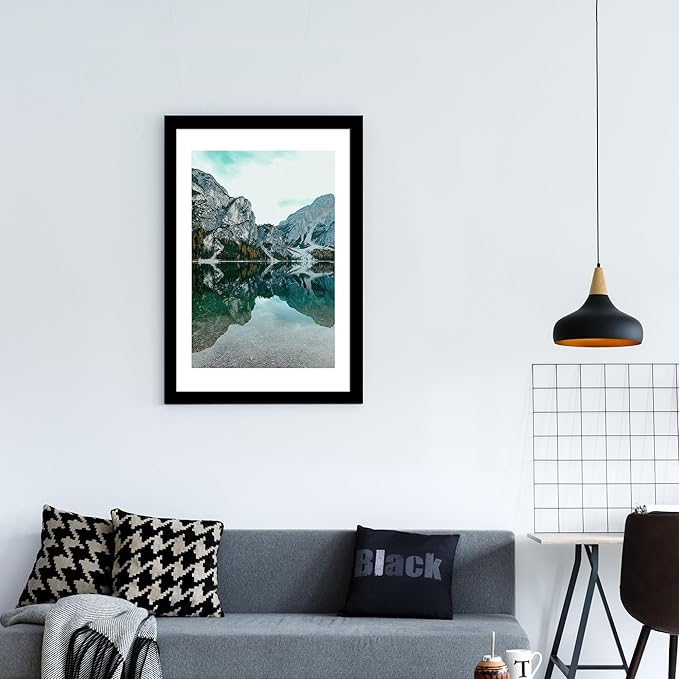 iRahmen 24x36 Poster Frame Set of 2 with Plexiglass, Black Picture Frame Display 20x30 Pictures with Mat or 24 x 36 Without Mat, Wood Photo Frame for Horizontal or Vertical Wall Mounting