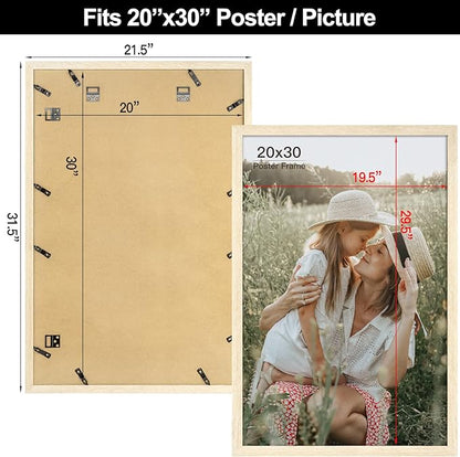 Momentworth 20x30 Frame Set of 3, Natural Wood Grain 20x30 Poster Frame for Gallery Wall Mounting (3 Pack,Natural)