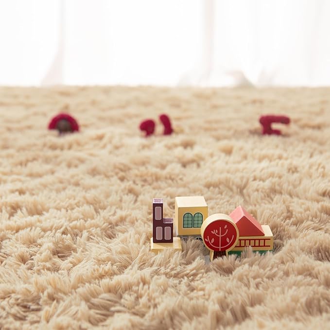Andecor Soft Extra Large Area Rugs, 9x12 Indoor Shaggy Plush Rug for Living Room Bedroom Dorm Boys Girls Room Home Decor Floor Carpet, Camel