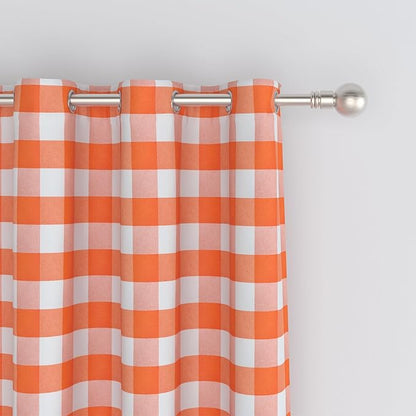 3 Pieces Tier Curtains and Valance Set Buffalo Check Kitchen Tiers Plaid Gingham Grommet Top Classic Short Small Cafe Curtains Country Farmhouse Cafe Bathroom 54"x18"/32"x30" Orange & White