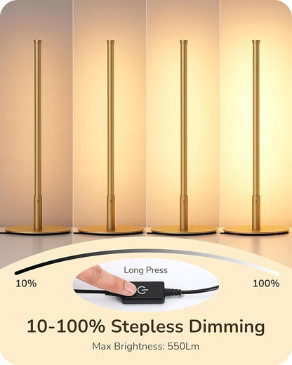 EDISHINE LED Table Lamp, Stepless Dimmable Bedside Lamp with 3 Color Temperature, Modern Nightstand Lamp, Upgraded Desk Lamps for Bedroom, Living Room, Corner, Gift, Metal Finish, Gold, 6W