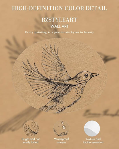 Bzstyleart Vintage Wall Art Decor, Vintage Gold Framed Wall Art, Sketch Painting Picture, Room Decor Aesthetic, Canvas Travel Prints for Apartment Decor Kitchen Office, Georgia Bird 12L x 16W
