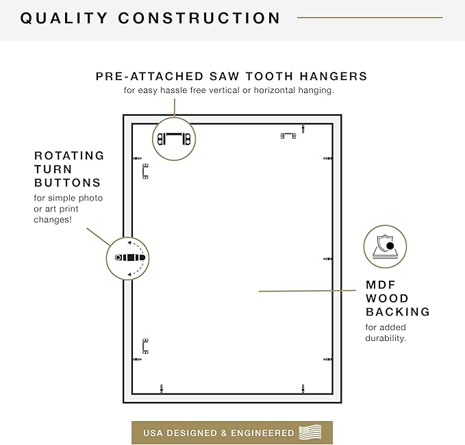 MCS Studio Gallery 20x27 Poster Frame Gray Woodgrain Engineered Wood, Vertical & Horizontal Wall Hanging Large Picture Frame for Photos, Posters & Art Prints (1-Pack)
