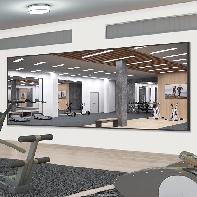 MELOMOIR 76"x34" Large Mirror Full Length, Oversized Floor Mirror Full Length for Bedroom Living Room Cloakroom Gym, Hanging Standing or Leaning Full Body Mirror with Stand, Black Aluminum Alloy Frame