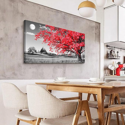 Canvas Wall Art For Living Room Office Wall Decor Bedroom Decor Black And White Landscape Wall Painting Red Tree Scenery Pictures Canvas Prints Ready To Hang For Room Home Decoration 40 X 20