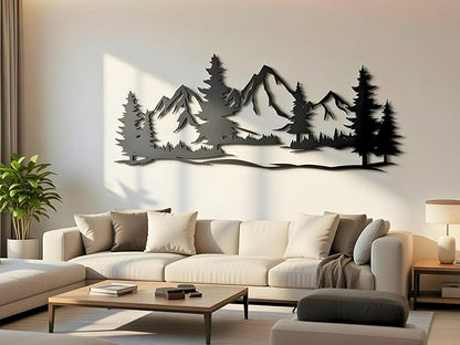 Vailla Mountain Art Large Mountains Wall Decor Wood Wall Art 3D Wall Hanging Home Decoration Nature 3D Textured Sculptures Mountain Rivers Decorative Painting Suitable For Living Room Bedroom Office