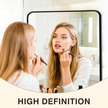 Bathroom Vanity Mirror for Wall, 30"x20" Wall Mounted Bathroom Mirror for Over Sink with Sturdy Aluminum Frame, Vertical or Horizontal, Living Room, Bedroom, Entryway(Black)