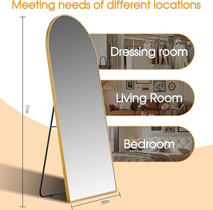 71"x30"Floor Mirror Full Length,Arched Full Length Mirror with Stand,Full Body Mirror,Hanging or Large Leaning for Bedroom Living Room Gold