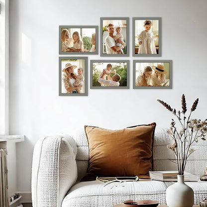 Hoikwo 18 Packs 5x7 Grey Multi Plastic Picture Frames Set with Plastic Cover for Family Photos, Artwork, Light Weight Set 5 by 7 Frames Pack for Wall Hanging and Table, Stylish Picture Frames