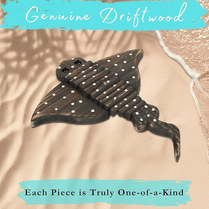 Driftwood Fish Nautical Wall Decor - Handmade Wooden Rustic Coastal Wall Art for Living Room, Bedroom, Office, Bathroom - Ocean Beach Decoration (Glider)