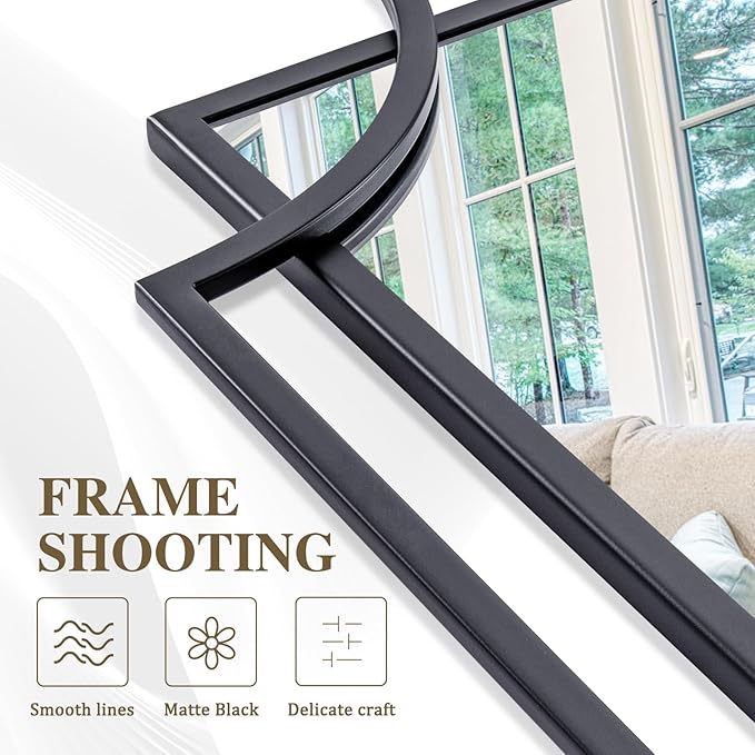 47'' x 32'' Black Mirror for Wall Decor, Large Living Room Mirror with Metal Frame, Modern Decorative Mirror for Dining Room, Entryway, Fireplace