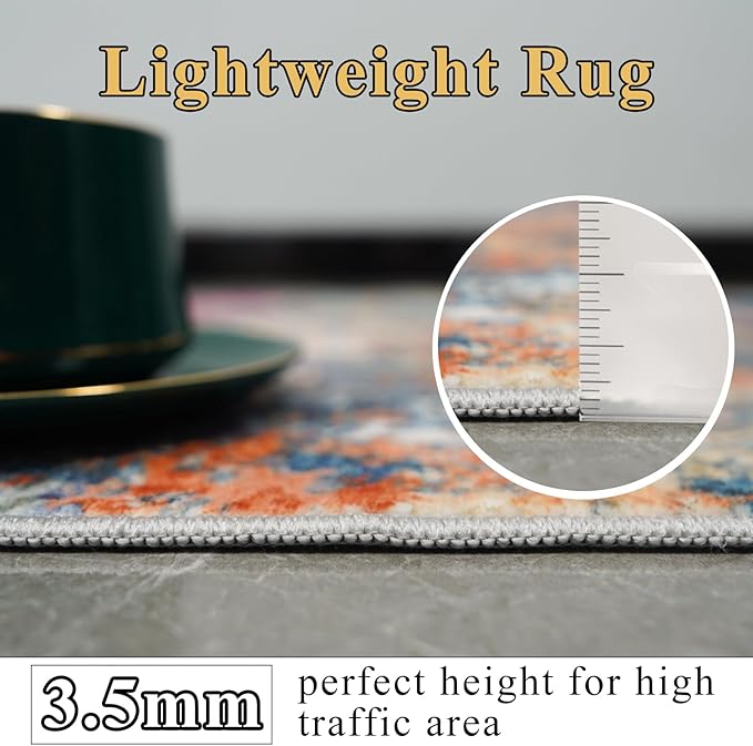 Washable 12x15 Area Rug Abstract - Large Soft Rugs for Living Room Modern Colorful Indoor Mat Non Slip Low Pile Carpet for Bedroom Stain Resistant Thin Floor Mats for Dining Room 12x15 Colorful/Multi