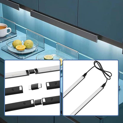 THLIFURE Black Plug in Under Cabinet Light bar with Motion Sensor, Dimmable, Remote Control,Color and Brightness Adjustable, Magnet LED Strip Lights for Kitchen, Workbench, and Closet 3 Pack