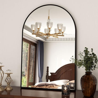 XRAMFY 20"x30" Black Arched Bathroom Mirror - Wall Mirror for Bathroom, Metal Frame Vanity Mirror, Dresser Mirror, Arch Decorative Mirrors for Living Room, Bedroom, Entryway, Mantle
