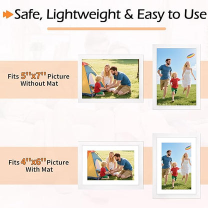 5x7 Picture Frame Set of 8, White Photo Frames for Gallery Wall Mounting or Table Display, Display Pictures 4x6 with Mat or 5x7 Without, Poster Frames with Plexiglass for Home Office Decor
