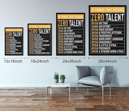 Themed Paintings Wall Art Motivational Office Art Positive Quotes Ten Things That Require Zero Talent Canvas Prints Decor for Office Workplace Classroom Work Gifts Framed Easy to Hang-12 x 16 inch
