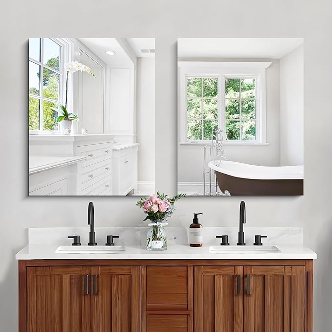 CILIBER Frameless Mirror, 24x30 Mirrors for Wall, Rectangle Bathroom Mirror for Over Sink, Frameless Vanity Mirror with Polished Edge, 3mm Tempered Glass, Hangs Horizontally or Vertically