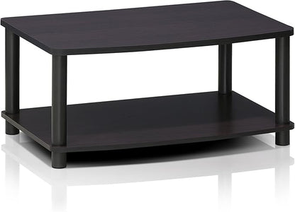 Furinno TURN-N-TUBE TV Riser Stand, 2-Tier Small Elevated No Tools TV Stand, TV Console for TV up to 32 inch, 15.8 x 23.8 x 11, for Living Room, Bedroom, Dark Walnut