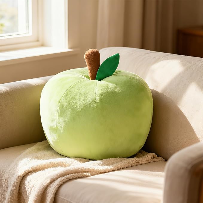 LANPU Cute Apple Shaped Plush Pillow – Soft Fruit Cushion for Couch, Sofa, or Bed, Adorable Decorative Throw Pillow for Room, Living Room & Home Decor (11 Inch, Red)