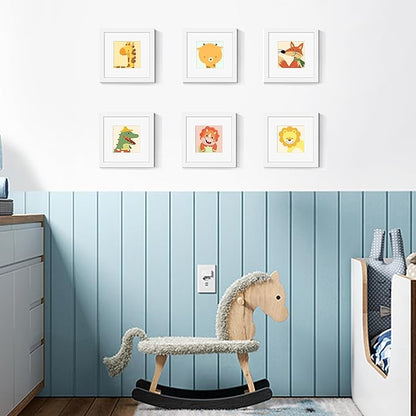 upsimples 8x8 Picture Frame Made of High Definition Glass, Display Pictures 5x5 with Mat or 8x8 Without Mat, Gallery Wall Frame Set, White