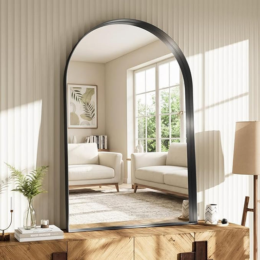 Bathroom Mirror, 36" L×48" W Arched Mirrors for Bathroom Sink, Dark Brushed Black Frame Mirror for Wall, Tempered Glass for Vanity, Living Room,Bedroom,Restroom,Entry Way