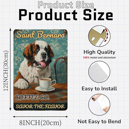 Metal Signs Saint Bernard Coffee Co Vintage Signs Retro Aluminum Tin Sign for Toilet Washroom Garden Home Bar Cafe Decor 8x12 Inch