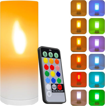 Flameless Simulation Candle Light, RGB 13 Colors Changing Night Light with Remote, Atmosphere Desk Lamp/Bedside Lamp,USB Rechargeable Night Light, Ambient Lighting for Bedroom/Dining Room/Game Room