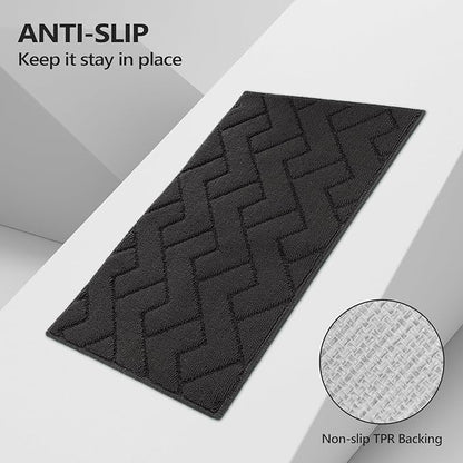 hicorfe Kitchen Runner Rugs and Mats Sets,2 Pieces Absorbent Non-Slip Kitchen Rug,Comfort Kitchen Mat for Floor,Washable for Kitchen,Hallway,Office,Sink,Laundry(20"x59"+20"x32",Charcoal)