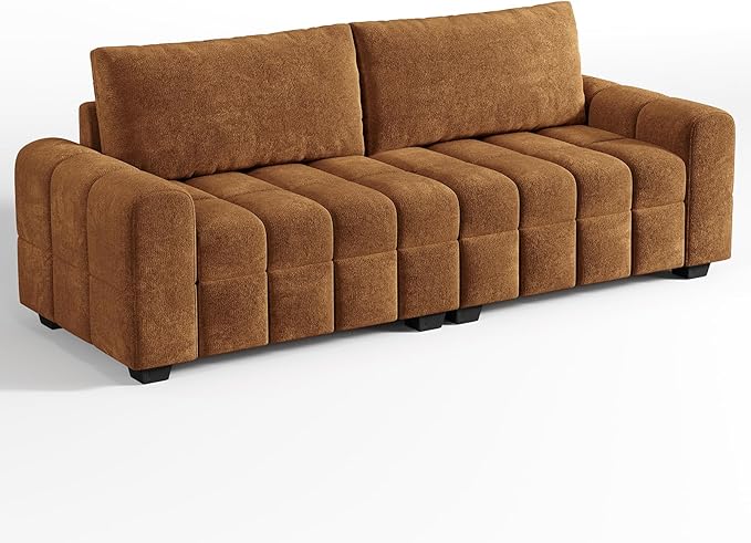 ONBRILL 82" Loveseat Sofa, Modern Chenille Sofa Couch for Living Room, Pull Point Seat Cushion, Easy Assembly, Comfy Love Seat for Small Spaces, Bedroom, Apartment, Orange