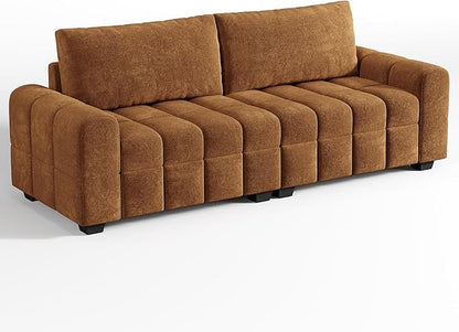 ONBRILL 82" Loveseat Sofa, Modern Chenille Sofa Couch for Living Room, Pull Point Seat Cushion, Easy Assembly, Comfy Love Seat for Small Spaces, Bedroom, Apartment, Orange
