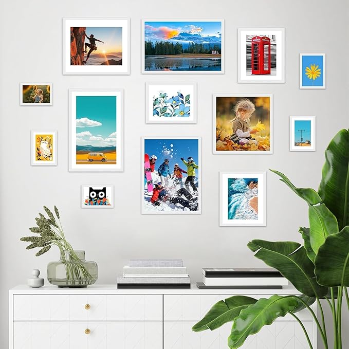 4x6 Picture Frames 2 Pack, 4 by 6 White Frames, Lightweight Photo Frame with HD Plexiglass for Wall Tabletop Display, Collage Frames for Graduation Home office Wall Decor