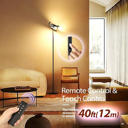 FIMEI Floor Lamp, 36W 2800LM Bright Modern Standing Lamp Rotatable for Multi-Angle Lighting, Eye-Protecting Dimmable, 3 Color Adjustable, Remote/Touch Control for Bedroom Office, Black