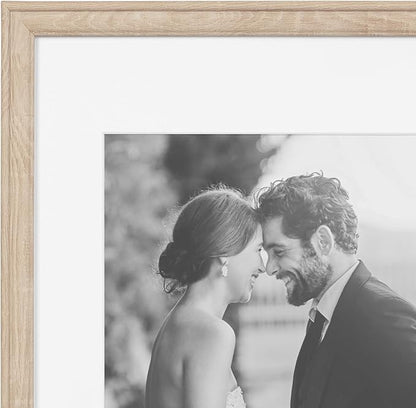 Kate and Laurel Adlynn Rectangle Picture Frame Set of 3; 14 x 18 matted to 11 x 14; Natural; Transitional Three-Piece Frame Set for Gallery Wall Frame Set in Living Room Wall Decor