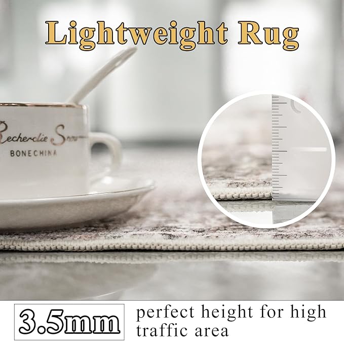 RUUGME Hallway Runner Rug 3x14 - Runner Rug Stain Resistant for Living Room Non Slip Indoor Entryway Carpet Bedroom Kitchen Distressed Floor Decor Mat Machine Washable 3x14 Brick/Brown/Beige