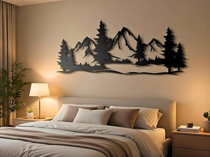 Vailla Mountain Art Large Mountains Wall Decor Wood Wall Art 3D Wall Hanging Home Decoration Nature 3D Textured Sculptures Mountain Rivers Decorative Painting Suitable For Living Room Bedroom Office