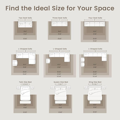 zesthome 10x14 Area Rugs,Stain Resistant Washable Rug,Ultra-Thin Rugs for Living Room,Bedroom,Non-Slip Backing Home Decor Large Area Rug (Brown/Beige,10'x14')
