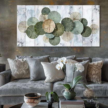 Wall Art Simple Wall Decor Green Canvas Painting Abstract Wall Art for Bedroom Living Room Dining Room Home Office Decor 79"x40" with Framed