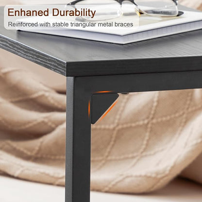 AMHANCIBLE C Shaped End Tables Set of 2, Couch Side Tables that Slide Under Sofa, TV Trays for Living Room, Bedroom, Small Space, Black, HET02BBK