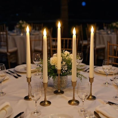 GenSwin 26 Pcs Flameless Taper Candles with 3D Wick, LED Taper Candles Battery Operated, Flameless Battery Candlesticks for Home Party Wedding Christmas Decor(Ivory, 0.78”x10.8”)