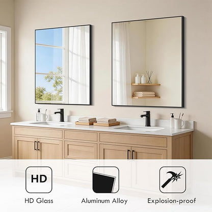 DESBING Black Bathroom Mirror 2 Pack, 30x36 Inch Rectangle Wall Mirrors with Frame, Shatter-Resistant, Modern for Bathroom, Living Room, Entryway – Horizontal or Vertical
