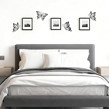 PoYang 4 Pieces Metal Butterfly Wall Decor - Butterflies Metal Wall Art for Living Room Dining Room Bedroom Bathroom Kitchen | Black | Lightweight | Cute and Modern | Easy to Install