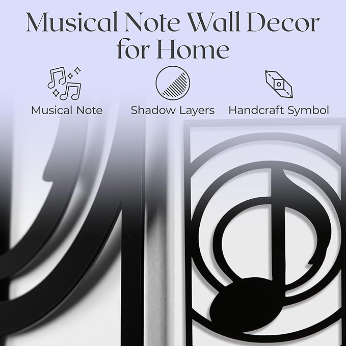 GALLERY GRACE Metal Wall Art Decor – 11" x 16" Set of 4 Single Line Abstract Wall Art for Living Room, Office, or Studio – Modern Minimalist Black Wall Decor with Music Note and Symbol Panels