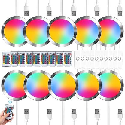 10PCS Remote Control RGB Light LED Lamp Kit 001,Power Failure Memory Function for Bambu Lab Multicolor Makerworld for Anycubic Makeronline 3D Printer Light DIY Hardware Model Parts USB