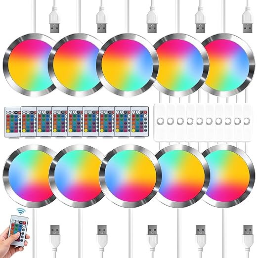 10PCS Remote Control RGB Light LED Lamp Kit 001,Power Failure Memory Function for Bambu Lab Multicolor Makerworld for Anycubic Makeronline 3D Printer Light DIY Hardware Model Parts USB