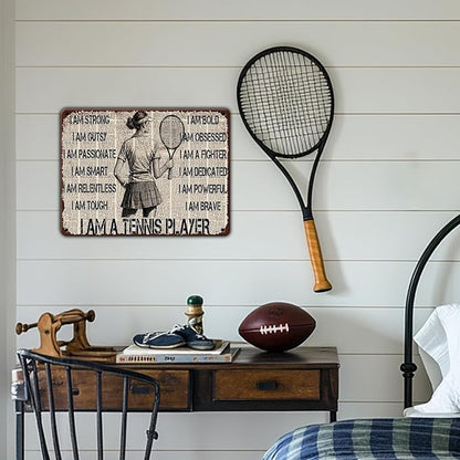 Tennis Player Metal Tin Sign 8x12 Inch I Am A Tennis Player Tin Sign Funny Tennis Poster Home Kitchen Garden Bar Restaurant Coffee Are Wall Decor