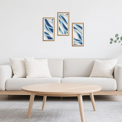 IARTTOP Blue Abstract Wall Art Set of 3 Modern Geometric Line Wall Decor Mid Century Artwork Teal Navy Blue Minimalist Art Prints for Office Living Room Bedroom 8 x16 Inch