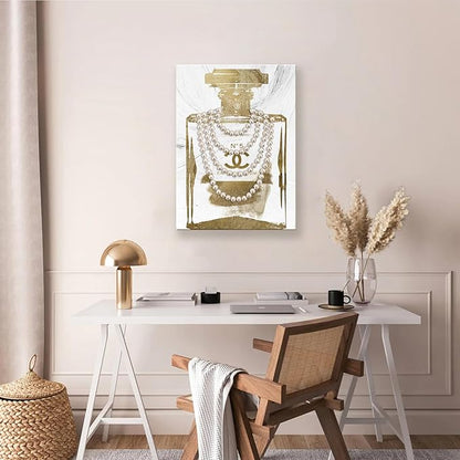 Vintage Perfume Bottle Canvas Wall Art Modern Luxury Posters Print Fashion Glam Poster Picture for Bedroom Make up Room Home Decor 24"x36"